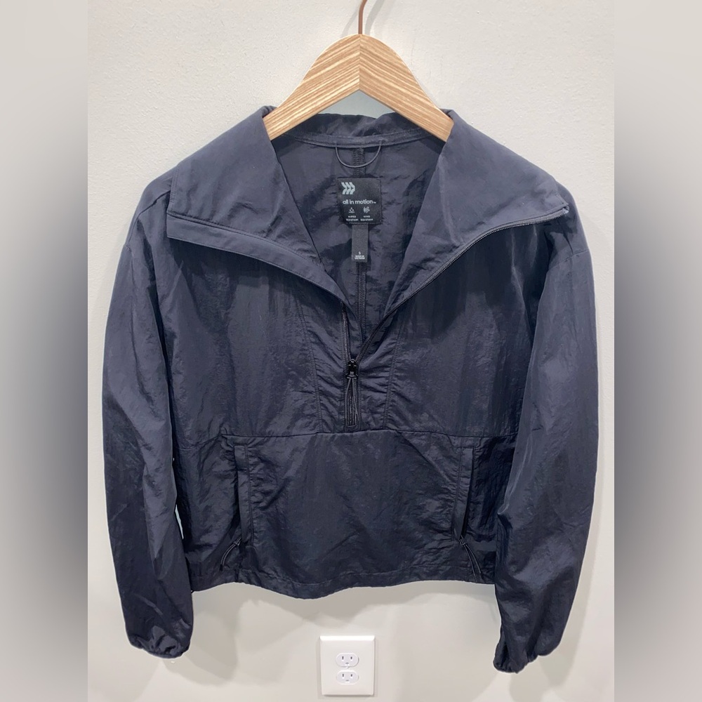 All In Motion Women's Black Half-Zip Pullover Windbreaker Jacket Women’s Small